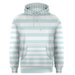 Horizontal Stripes - White and Light Cyan Men s Pullover Hoodie