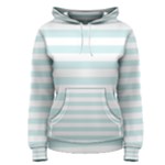 Horizontal Stripes - White and Light Cyan Women s Pullover Hoodie