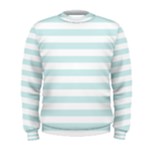 Horizontal Stripes - White and Light Cyan Men s Sweatshirt