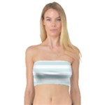 Horizontal Stripes - White and Light Cyan Bandeau Top