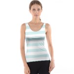 Horizontal Stripes - White and Light Cyan Tank Top