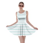 Horizontal Stripes - White and Light Cyan Skater Dress
