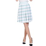 Horizontal Stripes - White and Light Cyan A-Line Skirt
