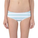 Horizontal Stripes - White and Light Cyan Classic Bikini Bottoms