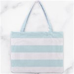 Horizontal Stripes - White and Light Cyan Mini Tote Bag