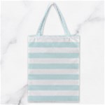 Horizontal Stripes - White and Light Cyan Classic Tote Bag