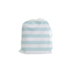 Horizontal Stripes - White and Light Cyan Drawstring Pouch (S)
