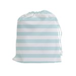 Horizontal Stripes - White and Light Cyan Drawstring Pouch (XL)