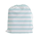 Horizontal Stripes - White and Light Cyan Drawstring Pouch (XXl)