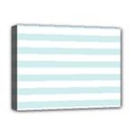 Horizontal Stripes - White and Light Cyan Deluxe Canvas 16  x 12  (Stretched)