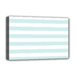 Horizontal Stripes - White and Light Cyan Deluxe Canvas 18  x 12  (Stretched)