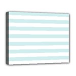 Horizontal Stripes - White and Light Cyan Deluxe Canvas 20  x 16  (Stretched)