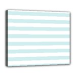 Horizontal Stripes - White and Light Cyan Deluxe Canvas 24  x 20  (Stretched)