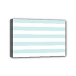 Horizontal Stripes - White and Light Cyan Mini Canvas 6  x 4  (Stretched)