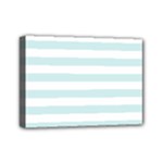 Horizontal Stripes - White and Light Cyan Mini Canvas 7  x 5  (Stretched)