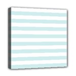 Horizontal Stripes - White and Light Cyan Mini Canvas 8  x 8  (Stretched)