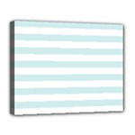 Horizontal Stripes - White and Light Cyan Canvas 14  x 11  (Stretched)
