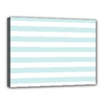 Horizontal Stripes - White and Light Cyan Canvas 16  x 12  (Stretched)