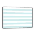Horizontal Stripes - White and Light Cyan Canvas 18  x 12  (Stretched)