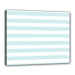 Horizontal Stripes - White and Light Cyan Canvas 20  x 16  (Stretched)