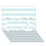 Horizontal Stripes - White and Light Cyan I Love You 3D Greeting Card (7x5)