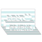 Horizontal Stripes - White and Light Cyan Best Friends 3D Greeting Card (8x4)