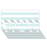 Horizontal Stripes - White and Light Cyan MOM 3D Greeting Card (8x4)
