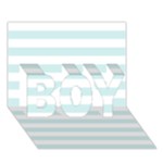 Horizontal Stripes - White and Light Cyan BOY 3D Greeting Card (7x5)