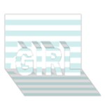 Horizontal Stripes - White and Light Cyan GIRL 3D Greeting Card (7x5)