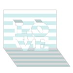 Horizontal Stripes - White and Light Cyan LOVE 3D Greeting Card (7x5)
