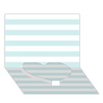 Horizontal Stripes - White and Light Cyan Heart Bottom 3D Greeting Card (7x5)