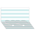 Horizontal Stripes - White and Light Cyan Twin Heart Bottom 3D Greeting Card (8x4)