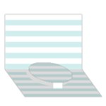 Horizontal Stripes - White and Light Cyan Circle Bottom 3D Greeting Card (7x5)