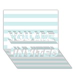 Horizontal Stripes - White and Light Cyan YOU ARE INVITED 3D Greeting Card (7x5)