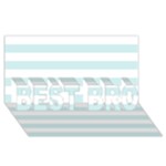 Horizontal Stripes - White and Light Cyan BEST BRO 3D Greeting Card (8x4)