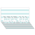 Horizontal Stripes - White and Light Cyan BEST SIS 3D Greeting Card (8x4)