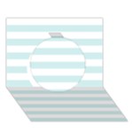Horizontal Stripes - White and Light Cyan Circle 3D Greeting Card (7x5)