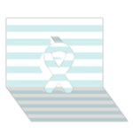 Horizontal Stripes - White and Light Cyan Ribbon 3D Greeting Card (7x5)