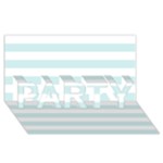 Horizontal Stripes - White and Light Cyan PARTY 3D Greeting Card (8x4)