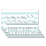 Horizontal Stripes - White and Light Cyan Best Wish 3D Greeting Card (8x4)