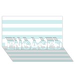 Horizontal Stripes - White and Light Cyan ENGAGED 3D Greeting Card (8x4)