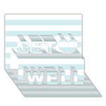 Horizontal Stripes - White and Light Cyan Get Well 3D Greeting Card (7x5)
