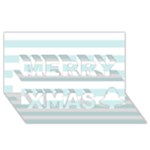 Horizontal Stripes - White and Light Cyan Merry Xmas 3D Greeting Card (8x4)