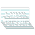 Horizontal Stripes - White and Light Cyan Laugh Live Love 3D Greeting Card (8x4)
