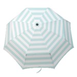 Horizontal Stripes - White and Light Cyan Folding Umbrella