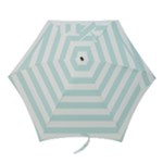 Horizontal Stripes - White and Light Cyan Mini Umbrella