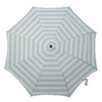 Horizontal Stripes - White and Light Cyan Hook Handle Umbrella (Medium)