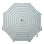 Horizontal Stripes - White and Light Cyan Hook Handle Umbrella (Large)