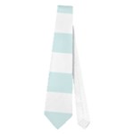 Horizontal Stripes - White and Light Cyan Necktie (One Side)