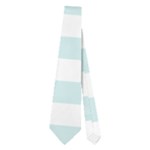 Horizontal Stripes - White and Light Cyan Necktie (Two Side)